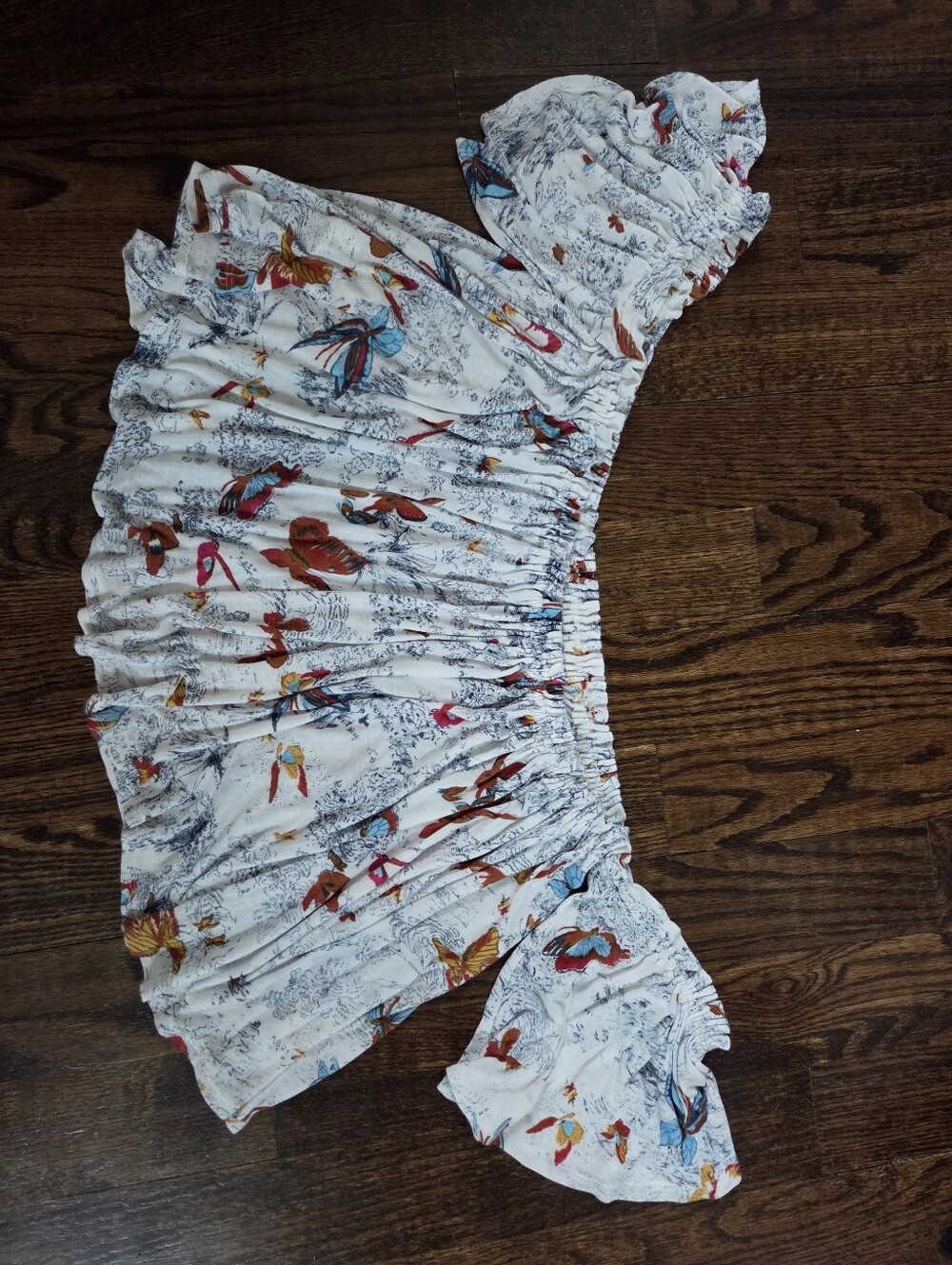 Splendid White Butterfly Print Soft Lyocell Off-Shoulder Flowy Top